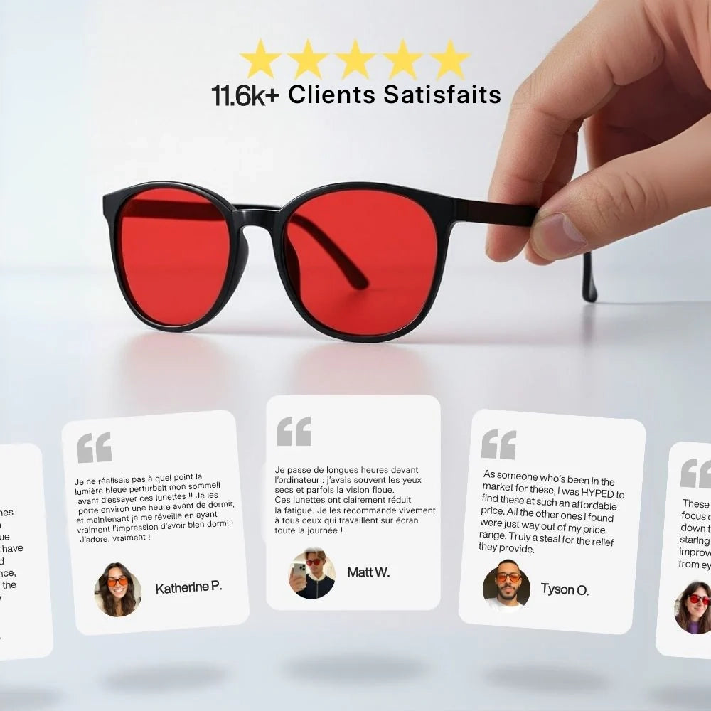 Flow® Lunettes Anti-Lumière Bleue Unisexes à Verres Rouges