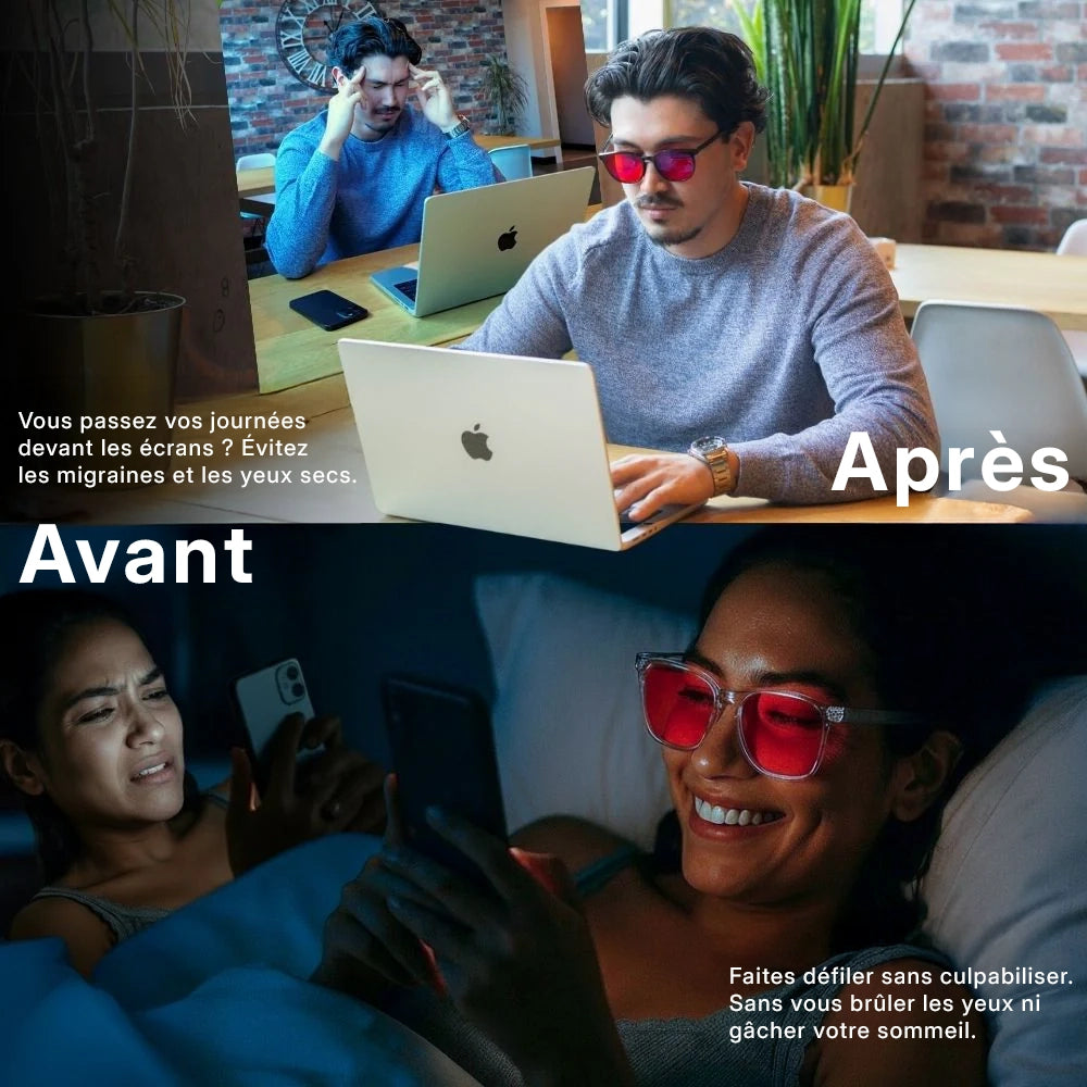 Flow® Lunettes Anti-Lumière Bleue Unisexes à Verres Rouges